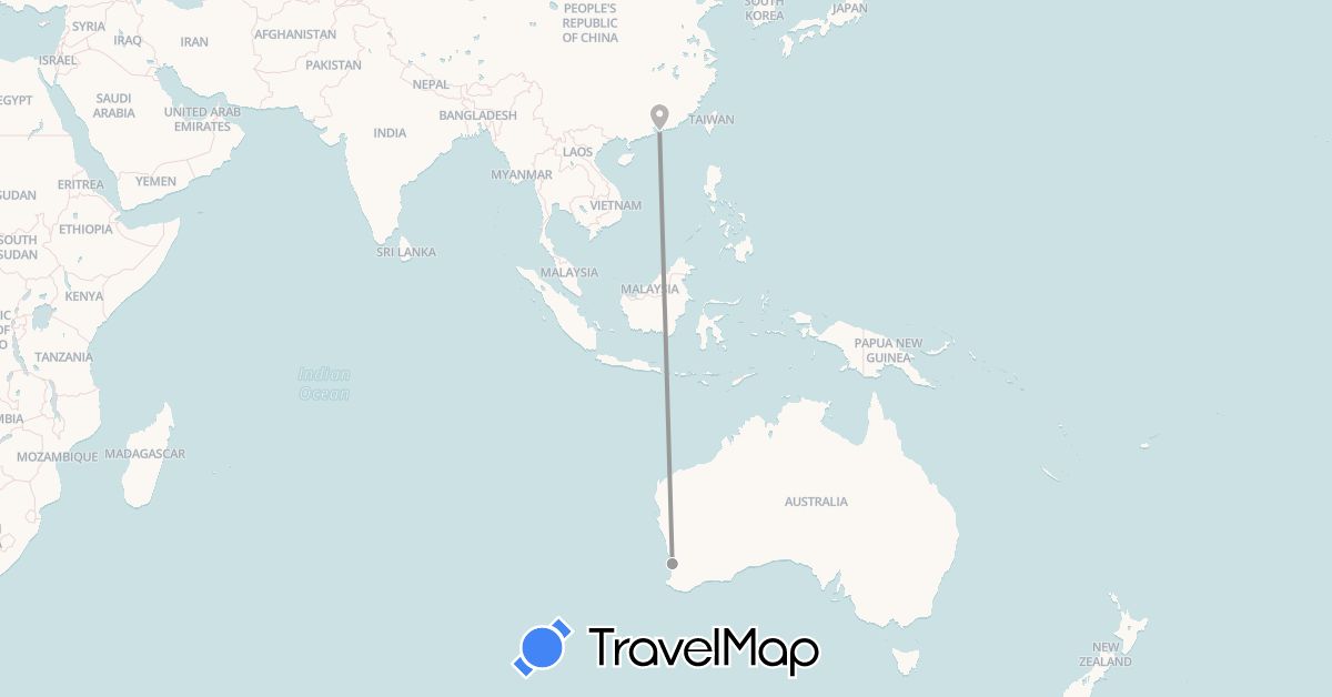 TravelMap itinerary: plane in Australia, Hong Kong (Asia, Oceania)